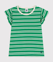 Tee-shirt rayé en jersey léger Enfant Vert/Blanc - Petit Bateau