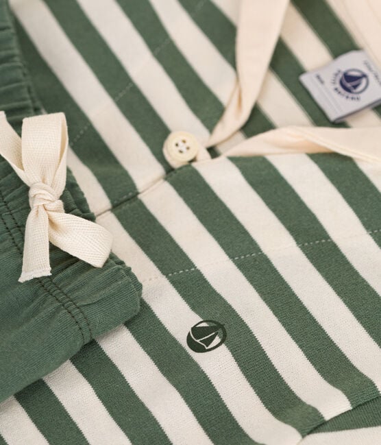 Ensemble Tee-shirt + Short en jersey bébé Vert/Blanc - Petit Bateau
