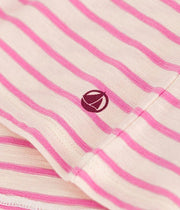 Tee-shirt rayé en jersey flammé Enfant Rose/Blanc - Petit Bateau