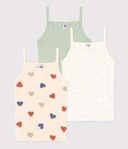 Lot de 3 chemisettes à bretelles Coeur en Coton Enfant - Petit Bateau