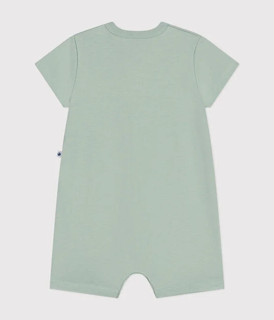 Combinaison courte en jersey léger bébé "Mon trésor" Vert - Petit Bateau