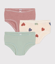 Pack of 3 children's cotton heart panties - Petit Bateau