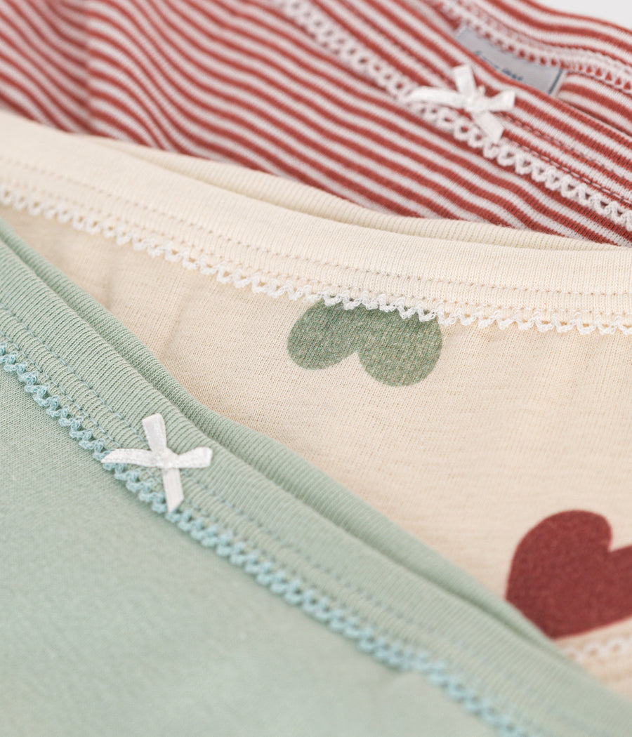 Pack of 3 children's cotton heart panties - Petit Bateau