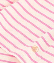 Tee-shirt Le Droit col rond en coton rayé Femme Blanc/Rose - Petit Bateau