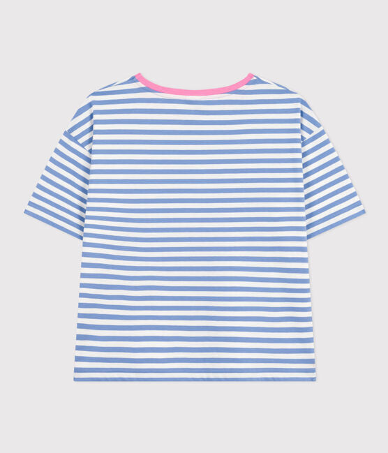 Tee-shirt Le Boxy en coton rayé Femme Blanc/Bleu - Petit Bateau
