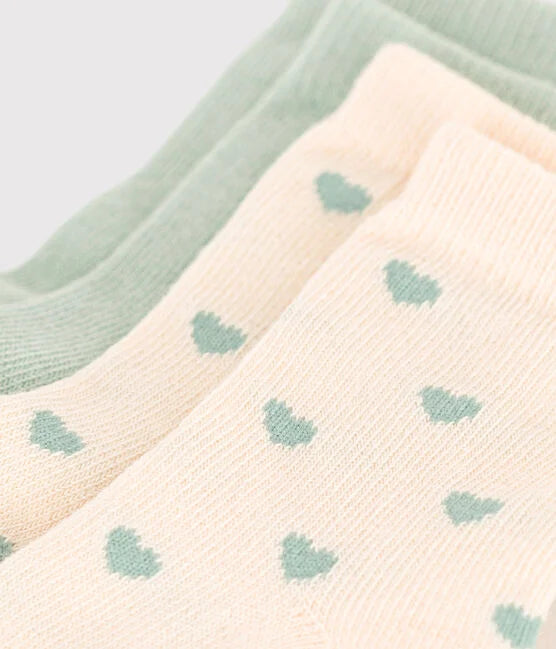 Lot de 2 paires de chaussettes en coton coeurs vert bébé - Petit Bateau