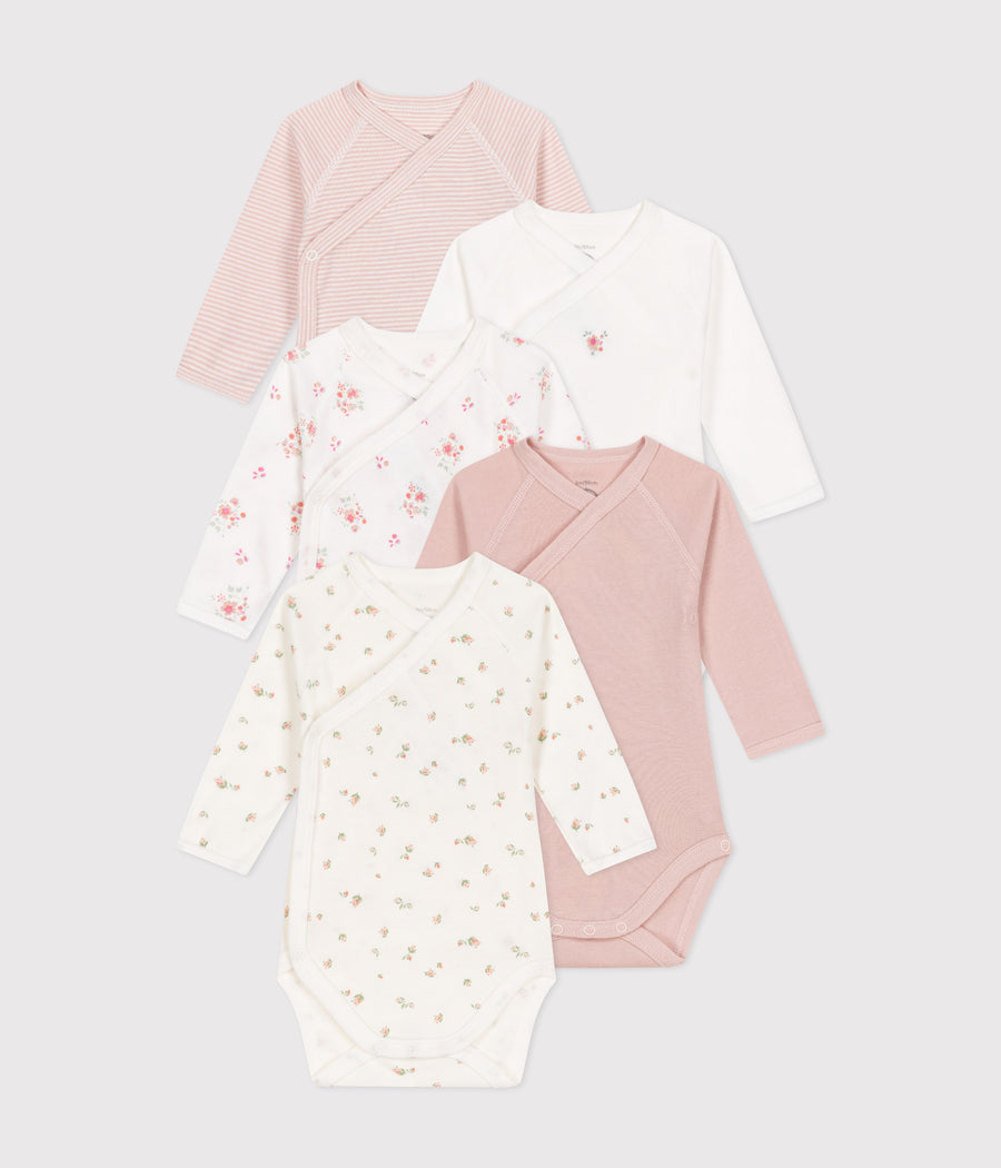 Set of 3 crossed long-sleeved cotton rabbit bodysuits - Petit Bateau