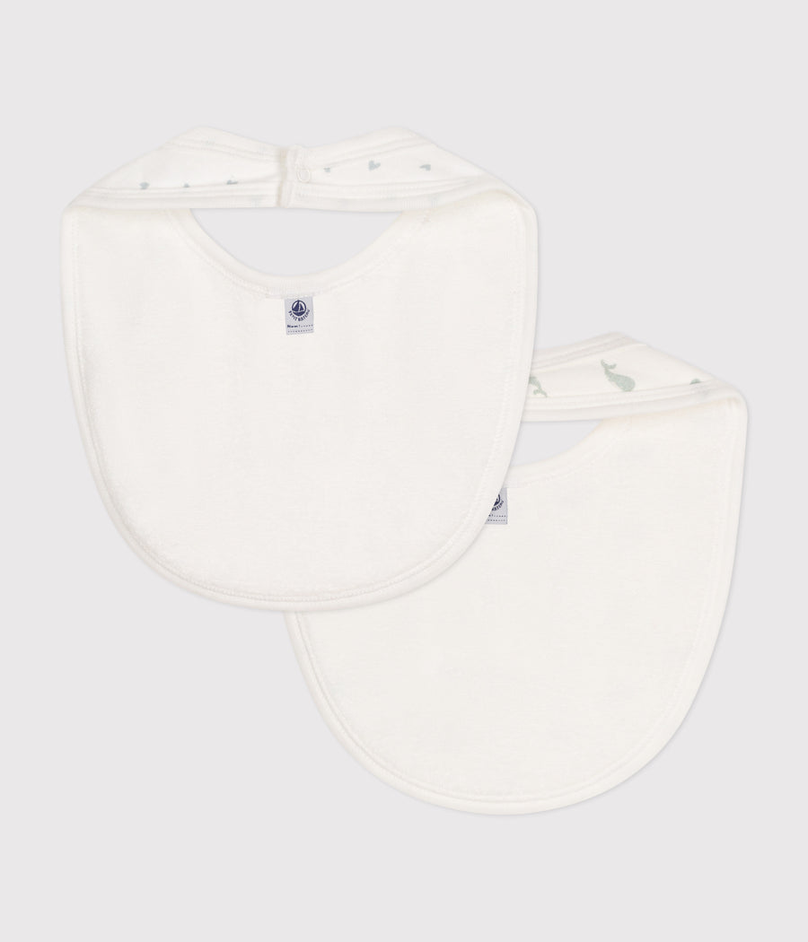 Lot de 2 bavoirs Bébé en Coton Coeurs/Baleines - Petit Bateau