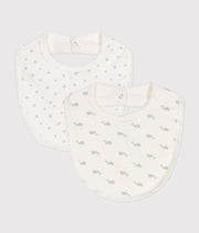 Lot de 2 bavoirs Bébé en Coton Coeurs/Baleines - Petit Bateau