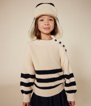 Girls' quilted tubular cardigan | Tuxedo blue - Petit Bateau