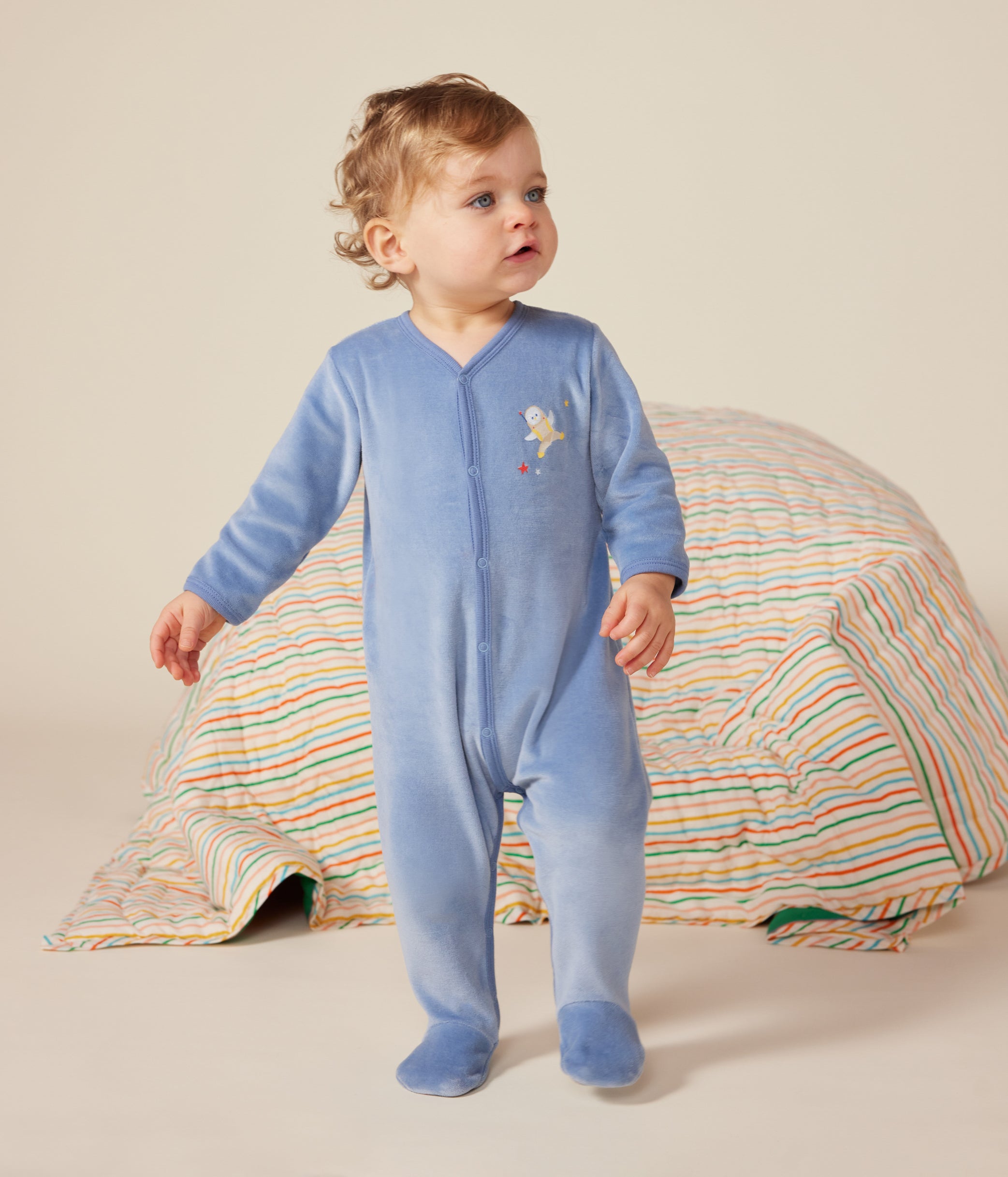 Pyjama en velours bebe pingouin Beach Petit Bateau Comptoir des Kids