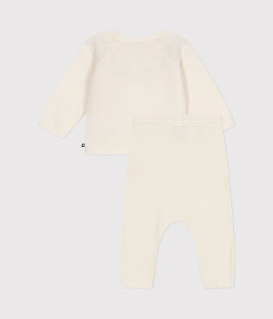 Baby heart pattern wool and cotton knit set - Petit Bateau