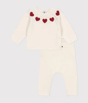 Baby heart pattern wool and cotton knit set - Petit Bateau