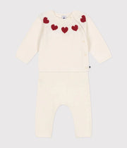 Baby heart pattern wool and cotton knit set - Petit Bateau