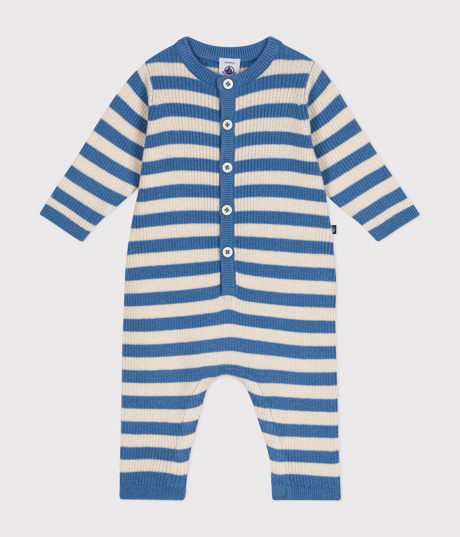 Combinaison rayée en tricot de laine et coton Bébé - Petit Bateau