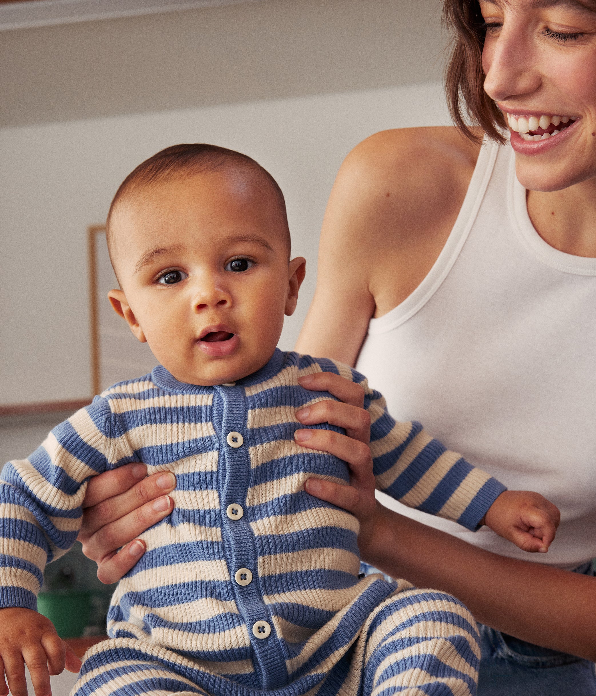 Combinaison rayée en tricot de laine et coton Bébé - Petit Bateau