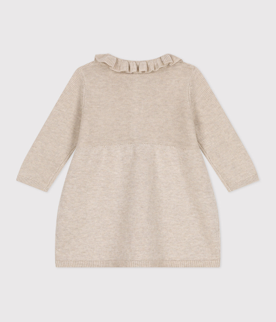 Baby long sleeve cotton knit dress - Petit Bateau