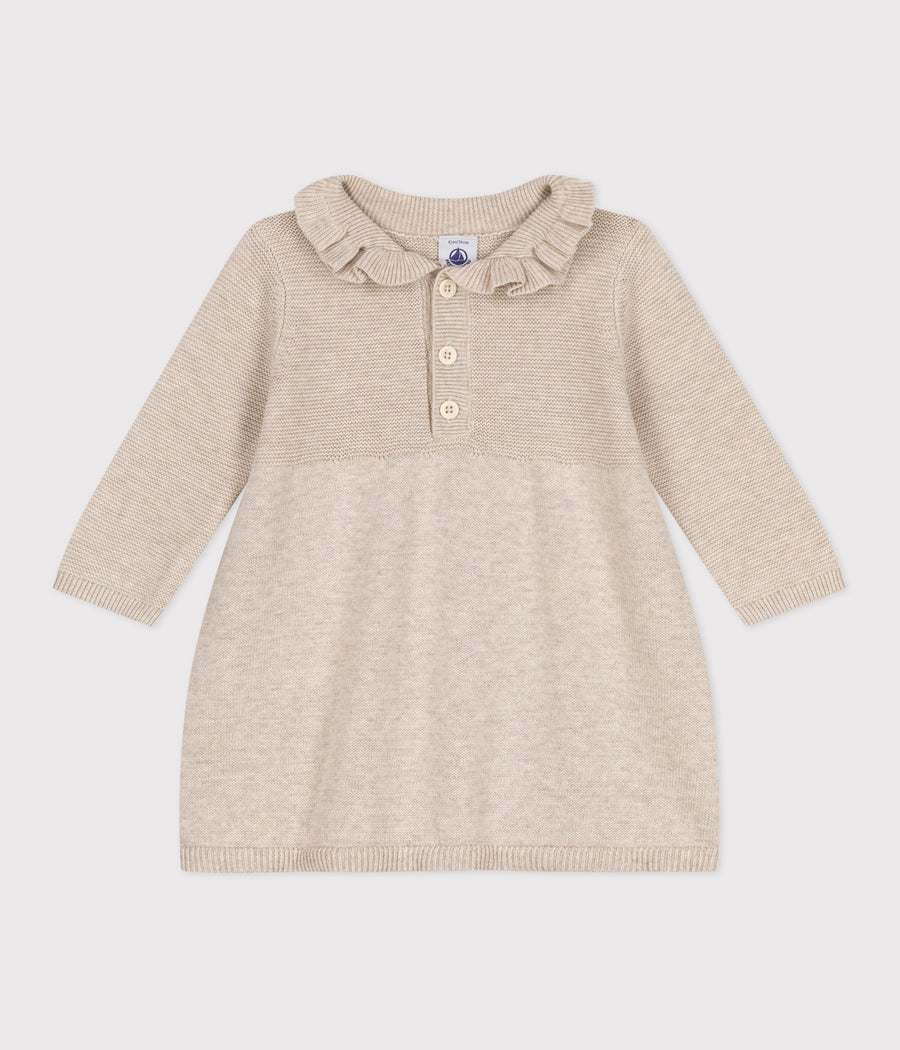 Baby long sleeve cotton knit dress - Petit Bateau