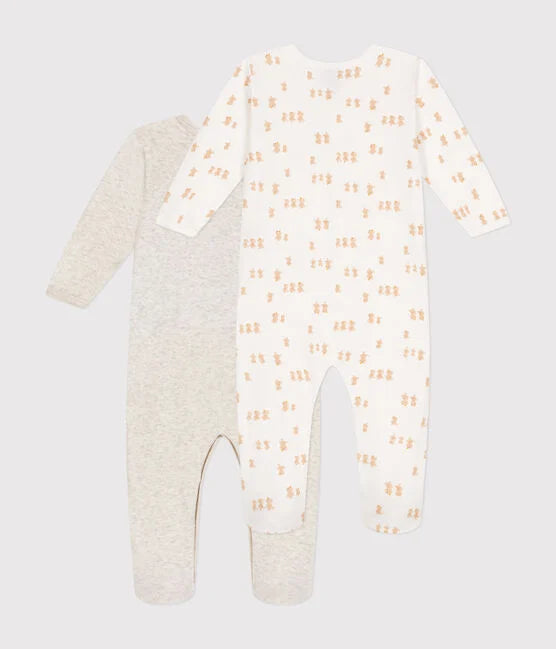 Set of 2 organic cotton baby sleepsuits - Petit Bateau