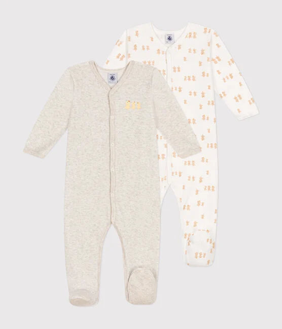 Set of 2 organic cotton baby sleepsuits - Petit Bateau