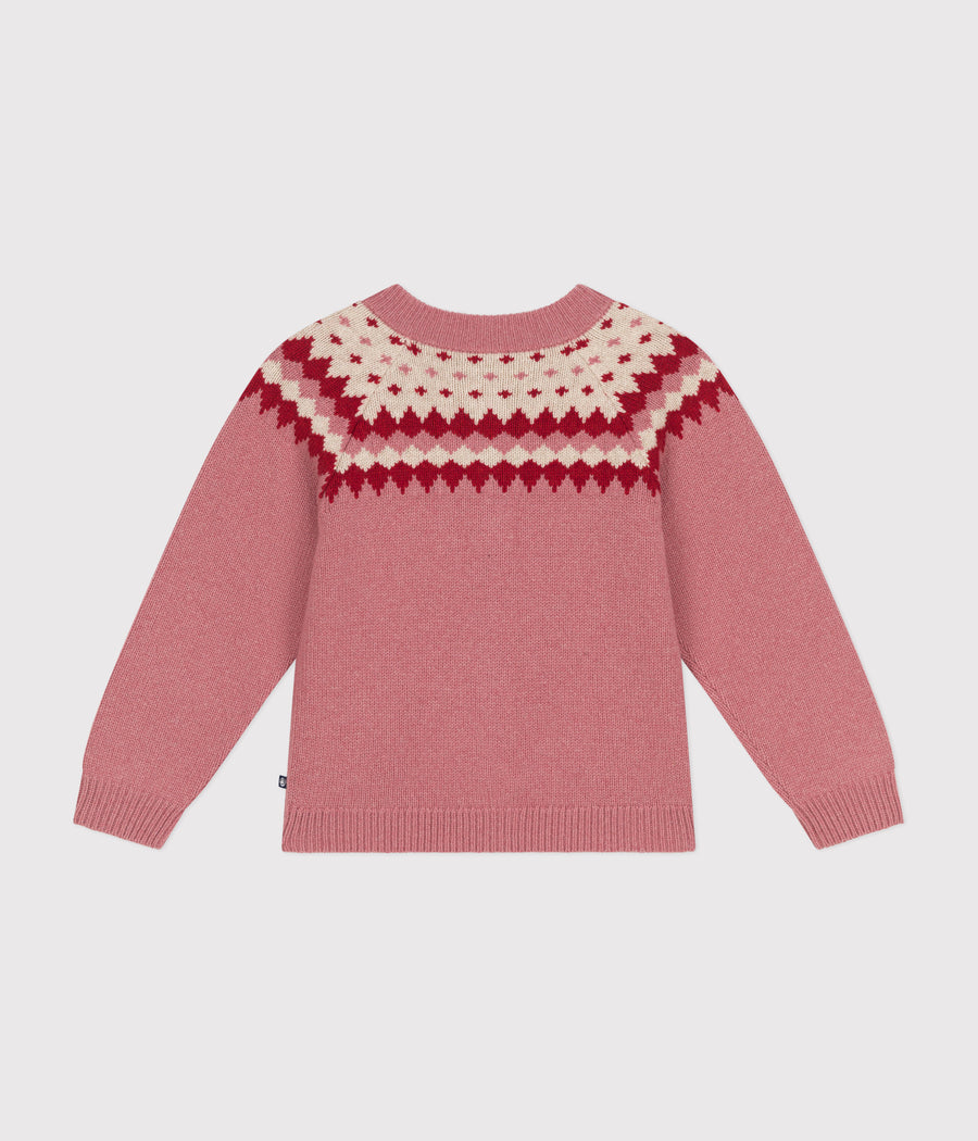 Cardigan jacquard Laine et Coton Enfant fille - Petit Bateau