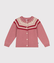 Cardigan jacquard Laine et Coton Enfant fille - Petit Bateau