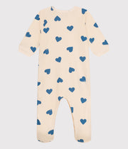 Pyjama van gestreept fluweel voor baby's - Petit Bateau