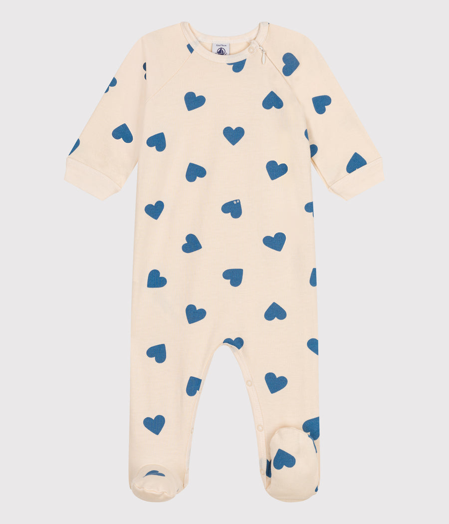 Pyjama van gestreept fluweel voor baby's - Petit Bateau