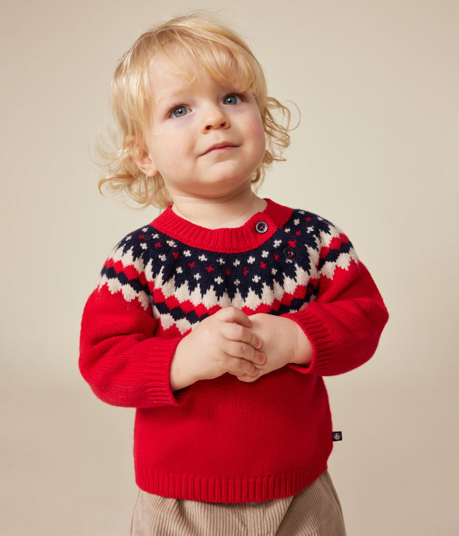 Baby White/Blue Velour Terry Sweatshirt - Petit Bateau