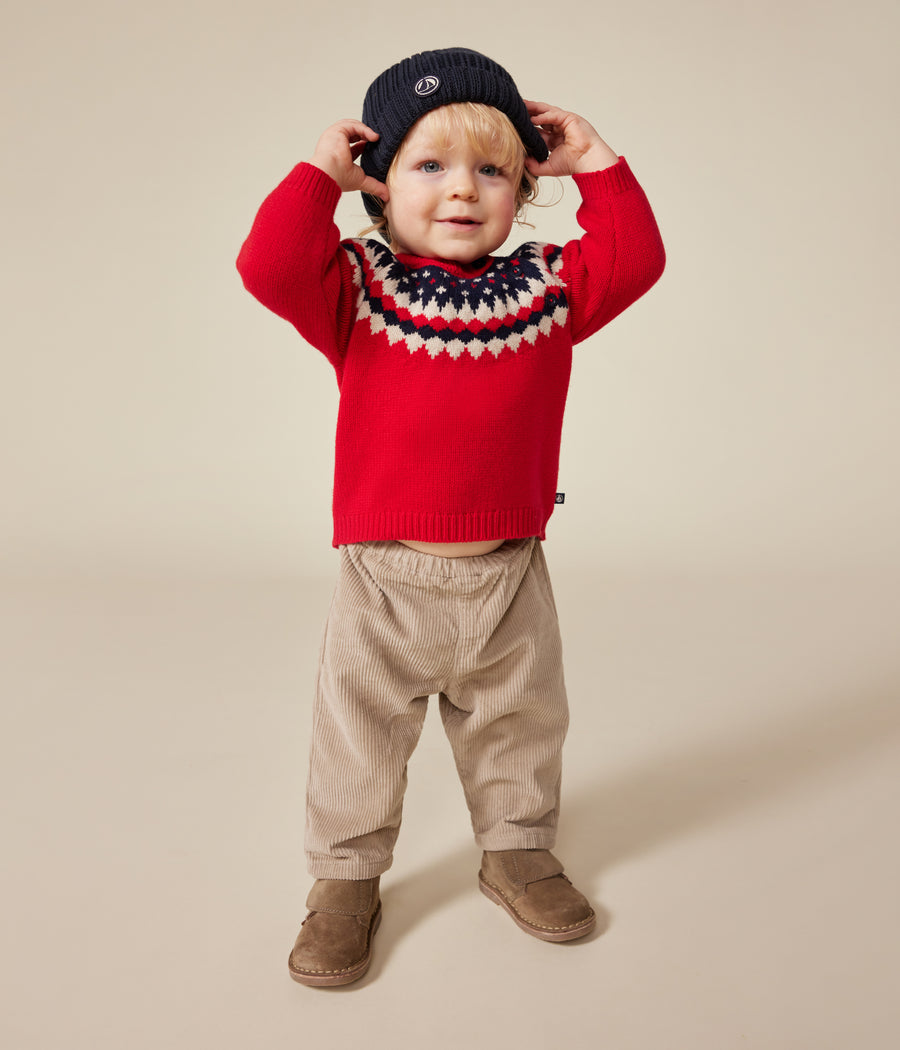 Baby White/Blue Velour Terry Sweatshirt - Petit Bateau