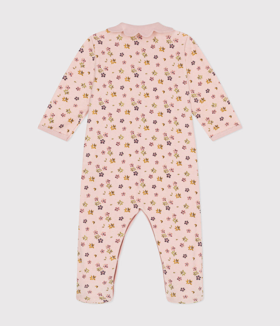 Pyjama van gestreept fluweel voor baby's - Petit Bateau