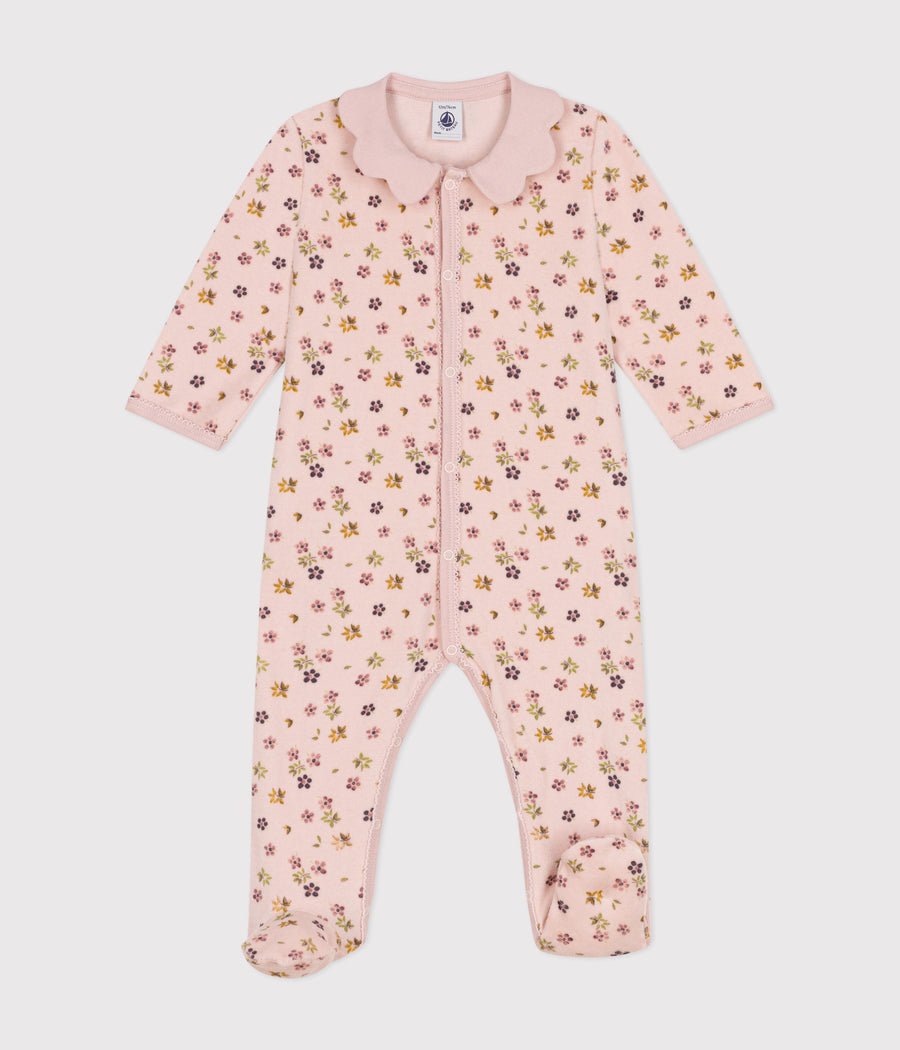 Pyjama van gestreept fluweel voor baby's - Petit Bateau