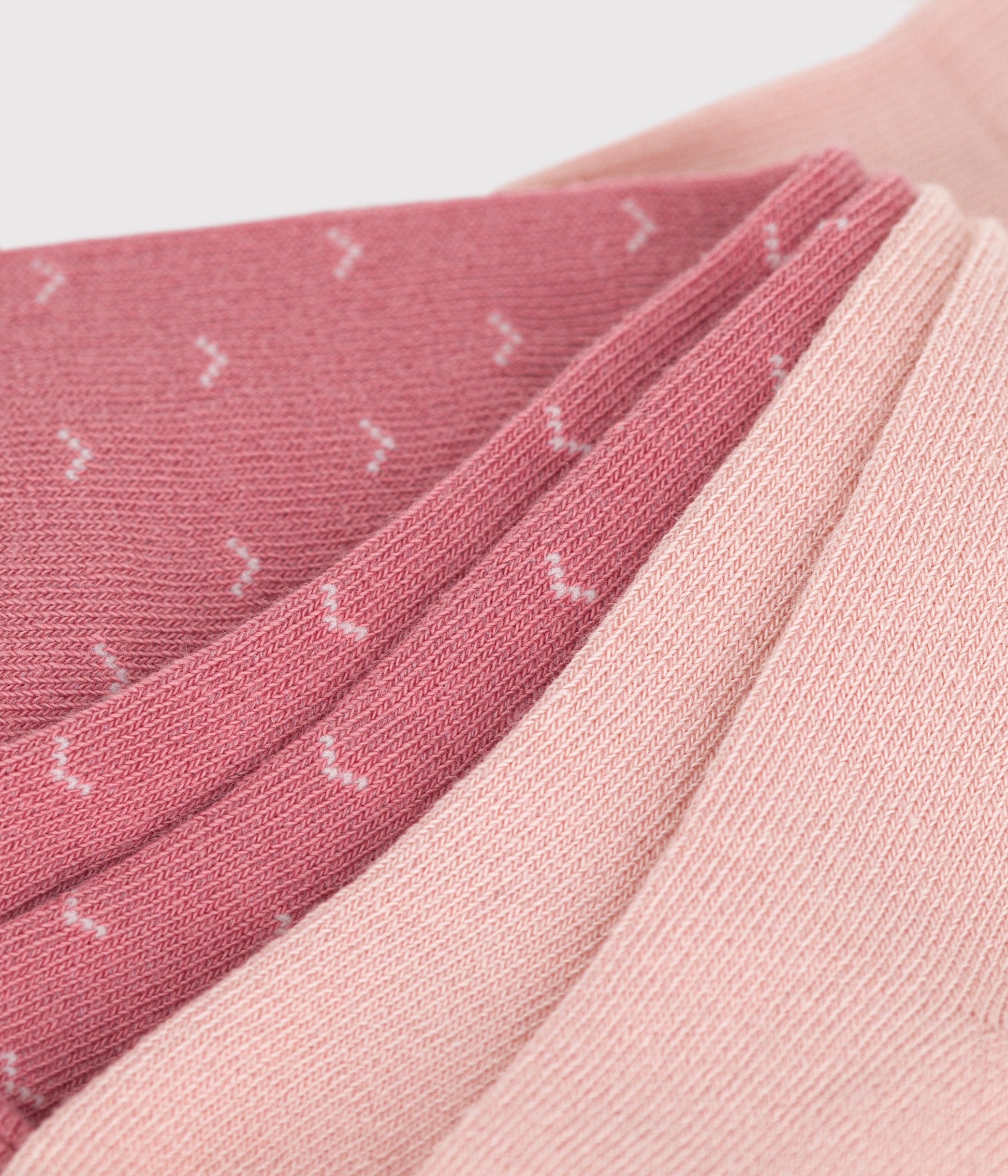 Pack of 2 pairs of plain/pink patterned baby cotton jersey tights - Petit Bateau