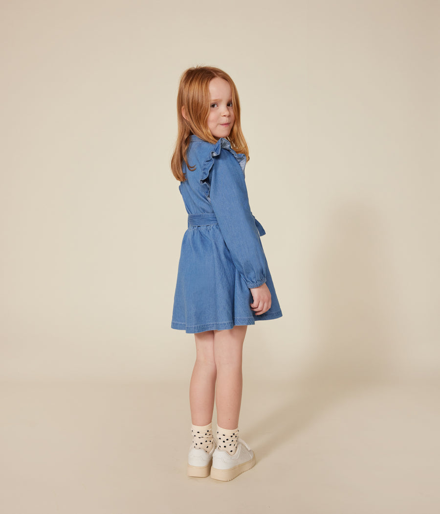 Girls' quilted tubular cardigan | Tuxedo blue - Petit Bateau