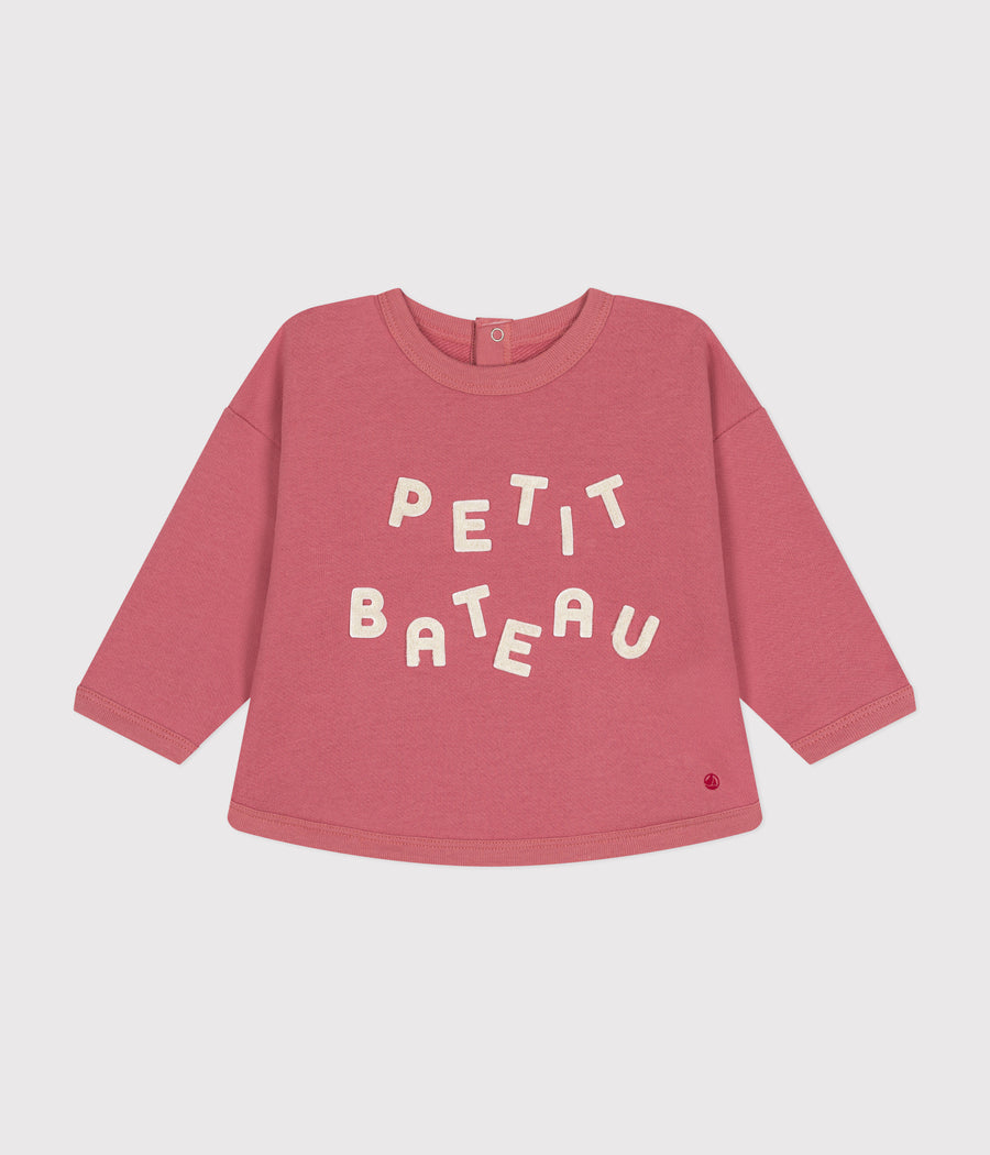 Rosewood Baby Fleece Sweatshirt - Petit Bateau