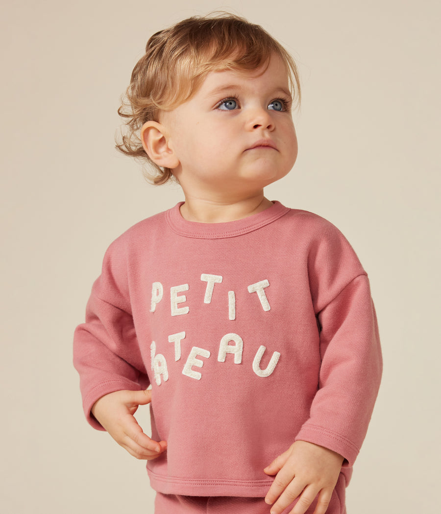 Rosewood Baby Fleece Sweatshirt - Petit Bateau