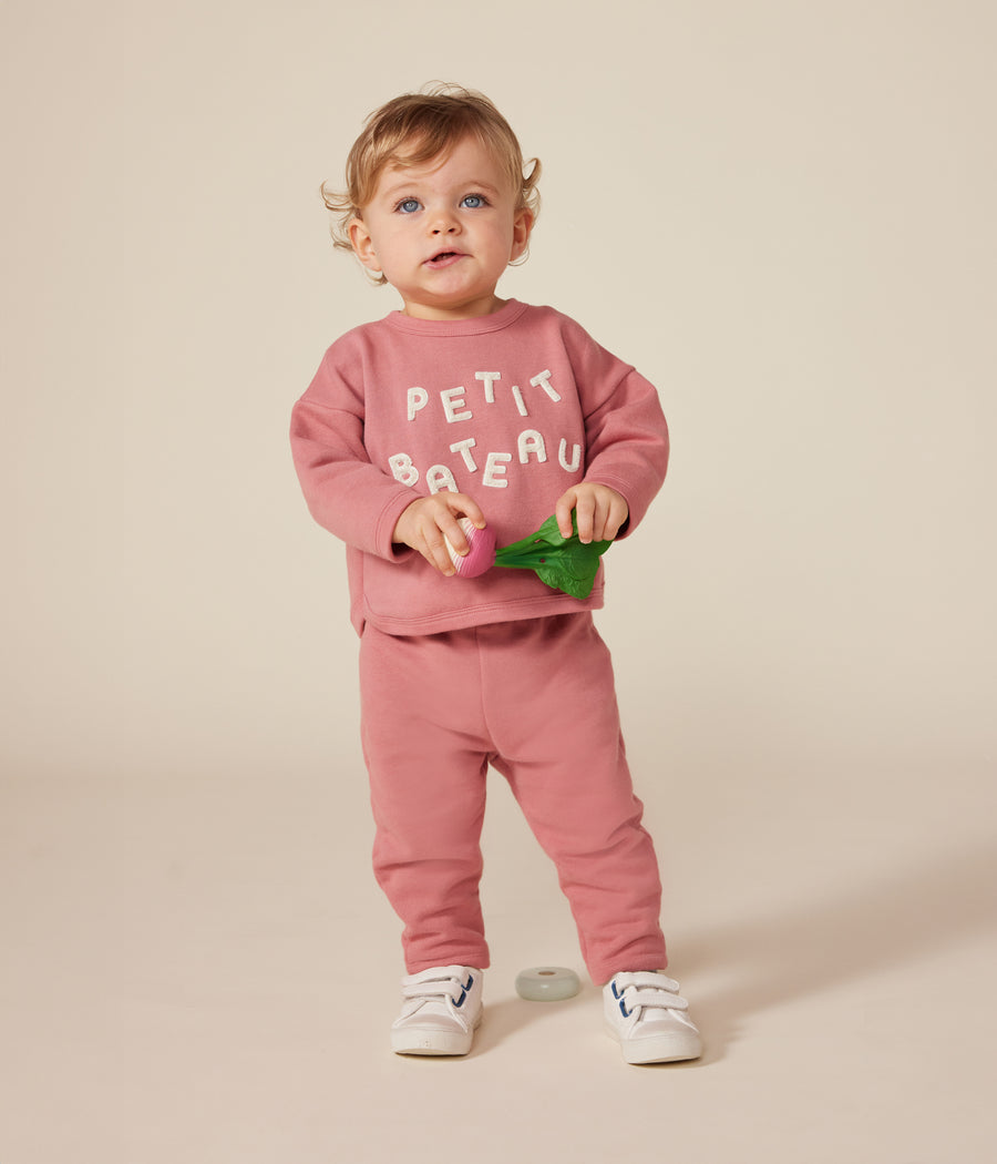 Rosewood Baby Fleece Sweatshirt - Petit Bateau