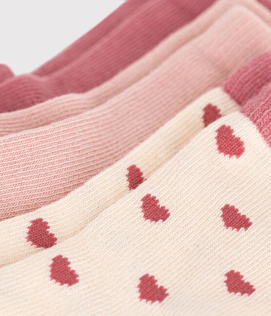 Pack of 3 pairs of baby heart cotton socks - Petit Bateau