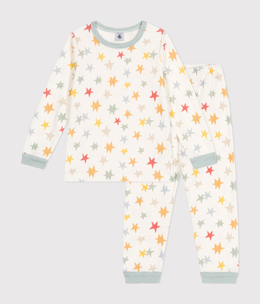 Children's star print velvet pajamas - Petit Bateau