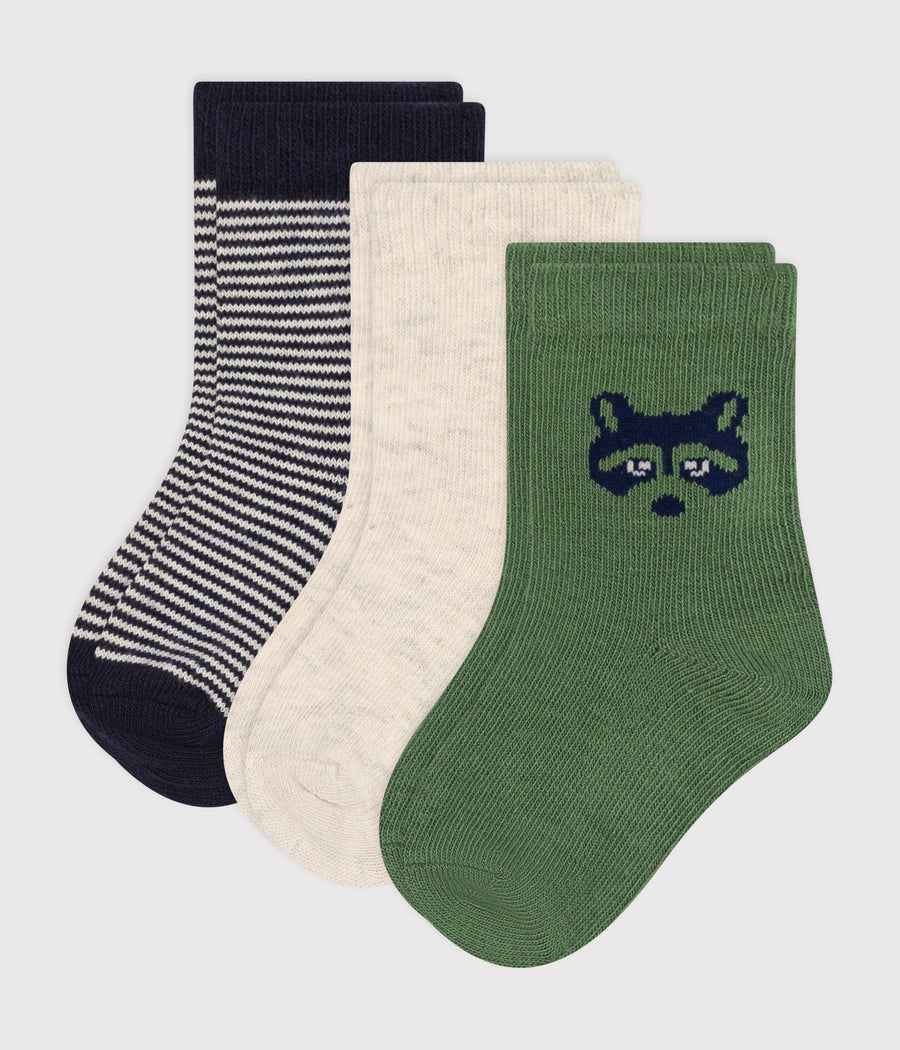 Lot de 3 paires de chaussettes en coton raton Bébé - Petit Bateau