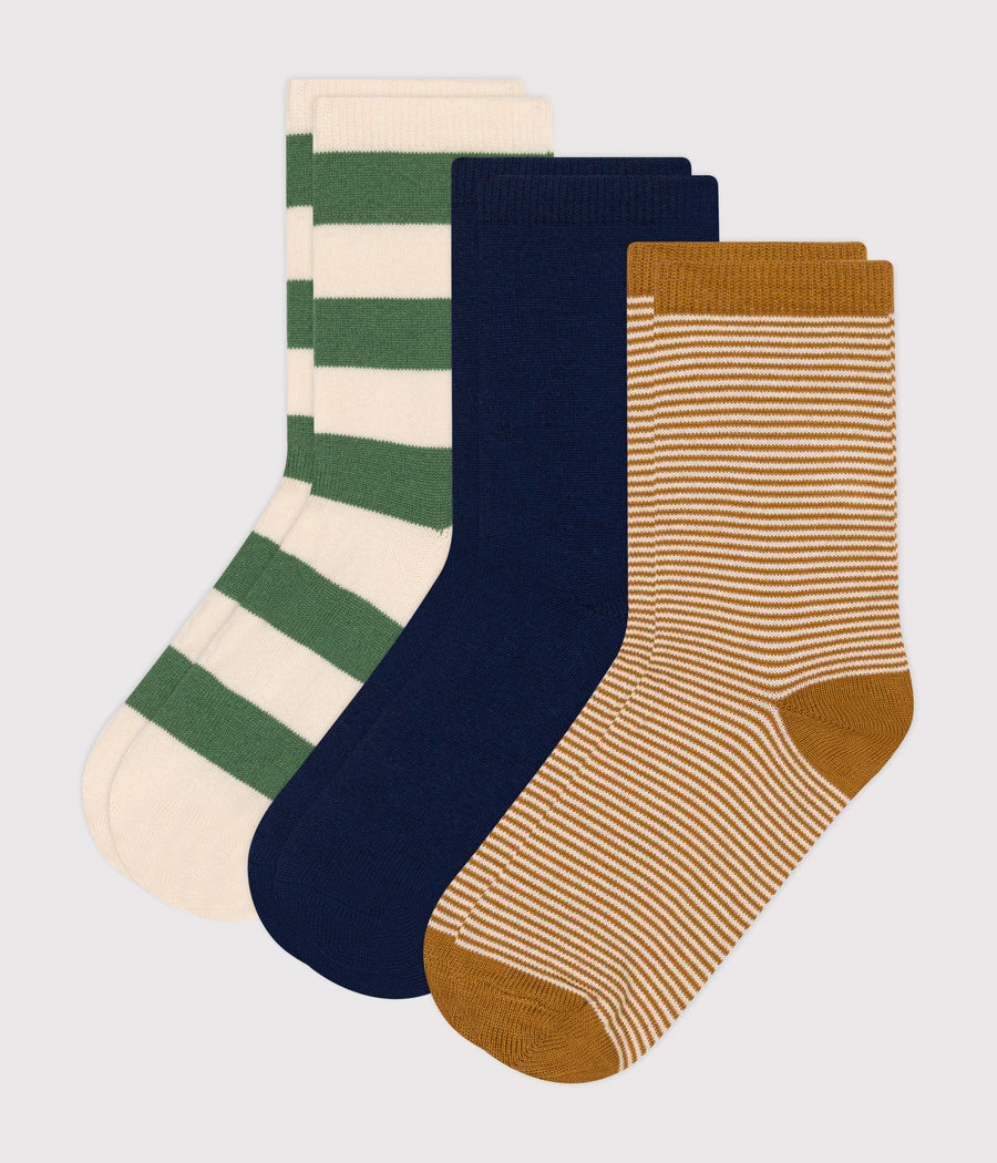 Lot de 3 paires de chaussettes en coton rayures Enfant - Petit Bateau