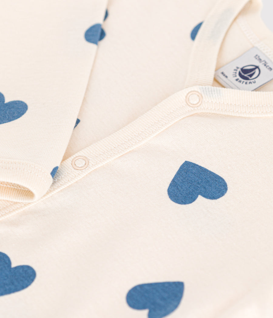 Pyjama sans pieds imprimé coeur en coton Bébé Beach - Petit Bateau