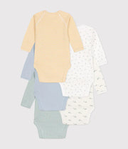 Set of 3 crossed long-sleeved cotton rabbit bodysuits - Petit Bateau