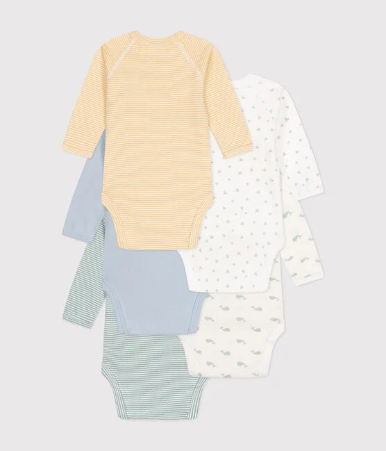 Set of 3 crossed long-sleeved cotton rabbit bodysuits - Petit Bateau