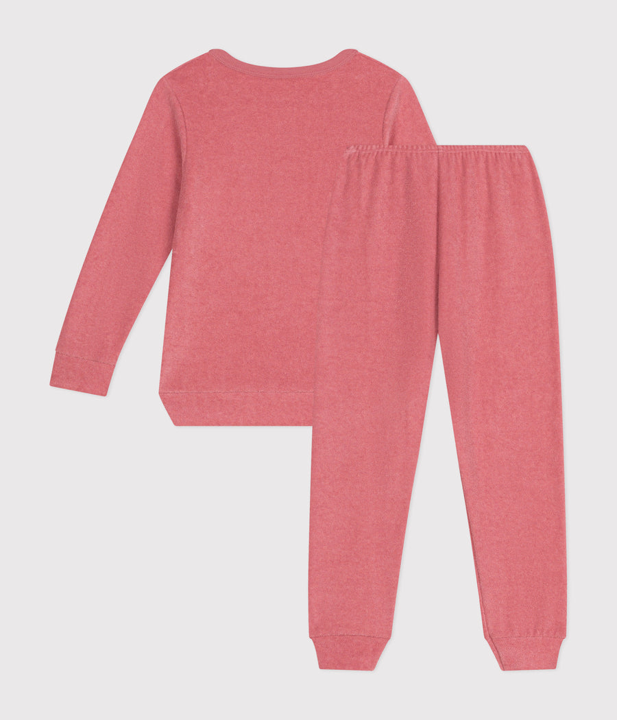 Plain Pyjamas in Brushed Terry Cloth for Children Rosewood - Petit Bateau