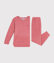 Plain Pyjamas in Brushed Terry Cloth for Children Rosewood - Petit Bateau