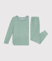 Pyjama Uni en bouclette éponge grattée Enfant vert Paul - Petit Bateau