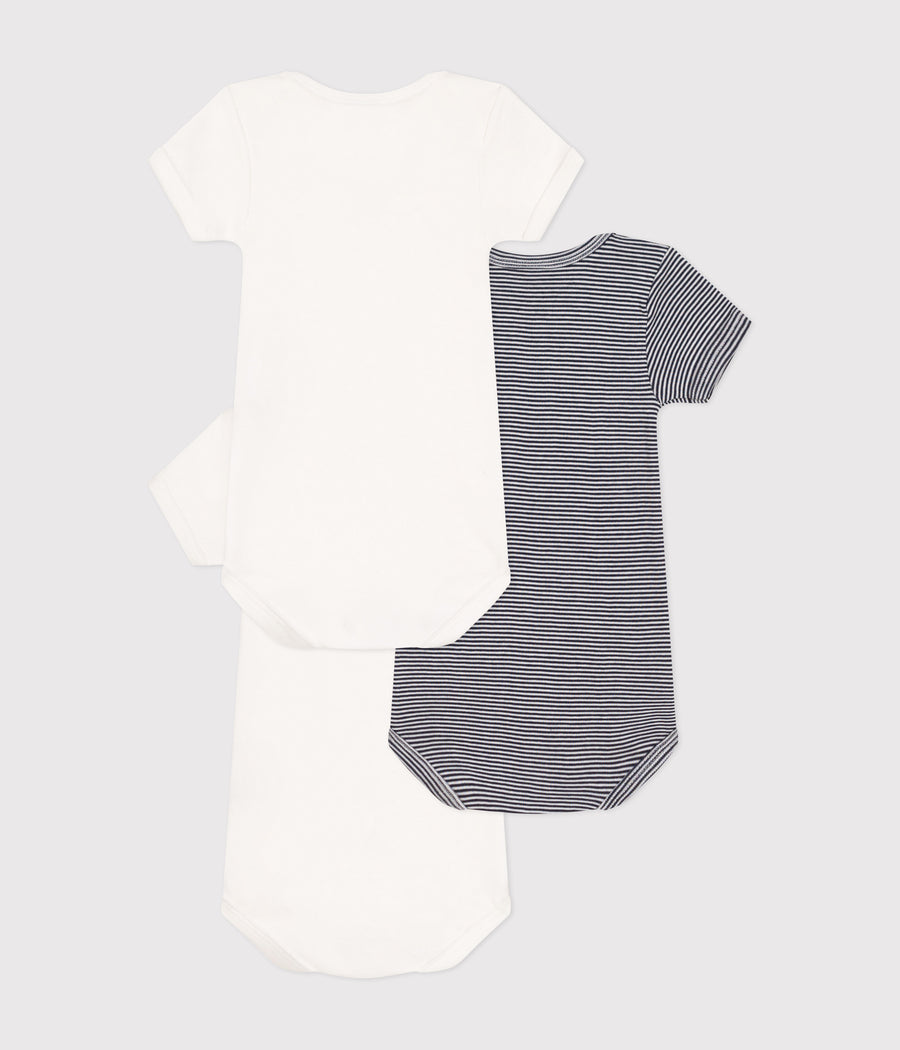 Lot de 3 bodies manches courtes en coton Bébé - Petit Bateau