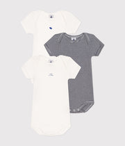 Lot de 3 bodies manches courtes en coton Bébé - Petit Bateau