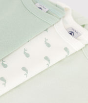 Set of 3 long-sleeved baby bodysuits Whales in Cotton - Petit Bateau